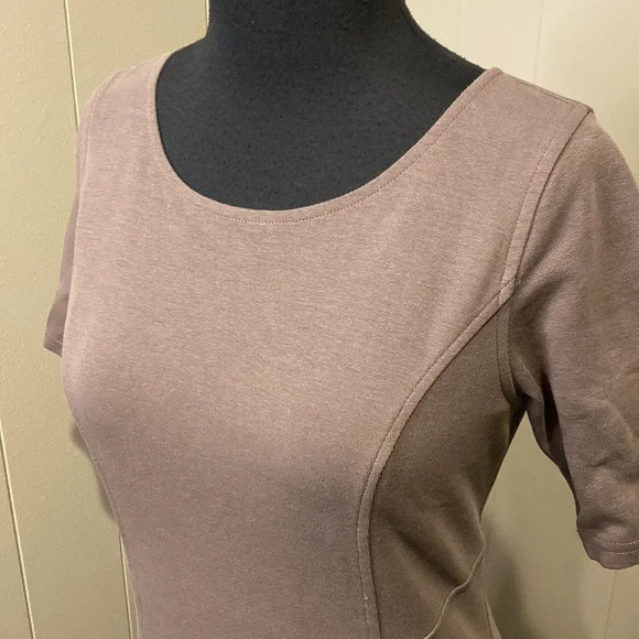 Garnet Hill 00 Pencil Dress Round Neck Short Sleeves Grey Sheer Lining Dress - Picture 2 of 10